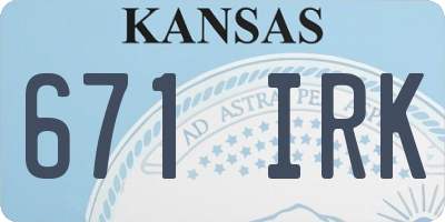 KS license plate 671IRK