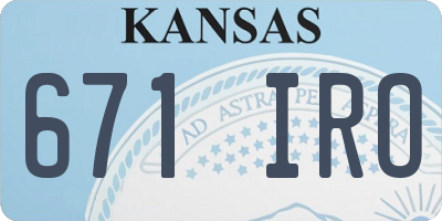 KS license plate 671IRO
