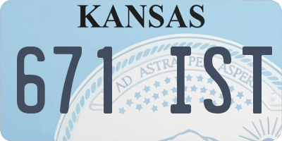 KS license plate 671IST