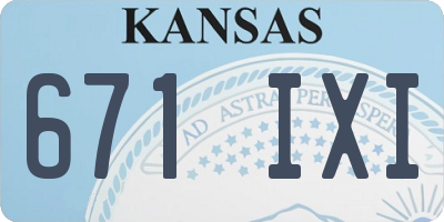 KS license plate 671IXI