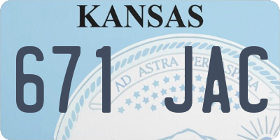 KS license plate 671JAC
