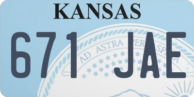 KS license plate 671JAE