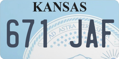 KS license plate 671JAF