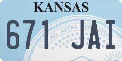 KS license plate 671JAI