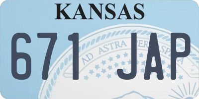 KS license plate 671JAP
