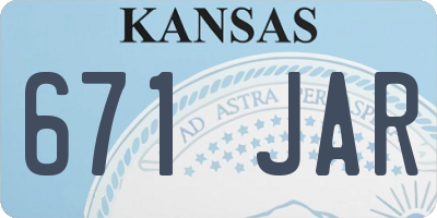 KS license plate 671JAR