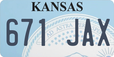 KS license plate 671JAX
