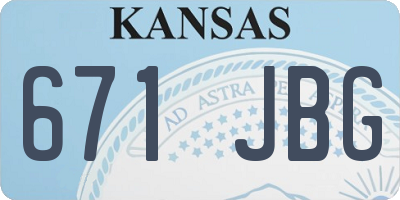 KS license plate 671JBG