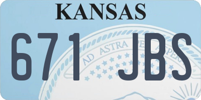 KS license plate 671JBS