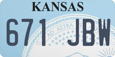 KS license plate 671JBW