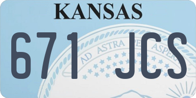 KS license plate 671JCS