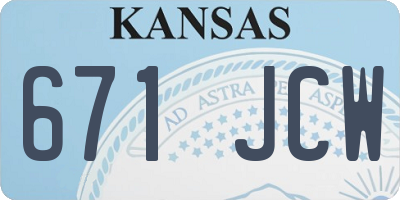 KS license plate 671JCW