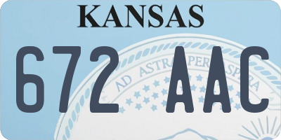 KS license plate 672AAC