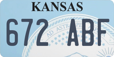 KS license plate 672ABF