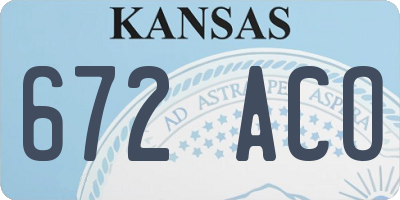 KS license plate 672ACO
