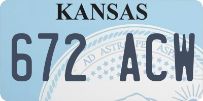 KS license plate 672ACW