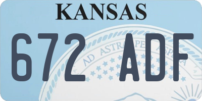 KS license plate 672ADF