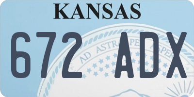 KS license plate 672ADX