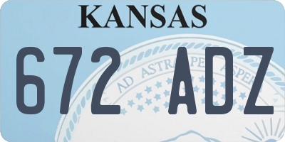 KS license plate 672ADZ