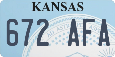 KS license plate 672AFA