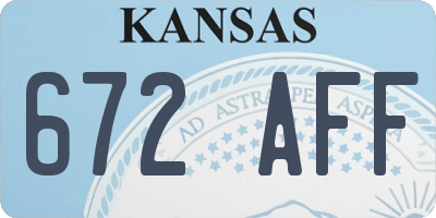 KS license plate 672AFF
