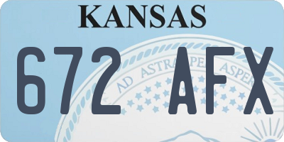 KS license plate 672AFX