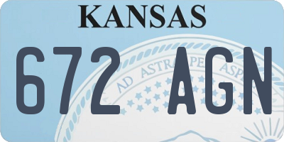 KS license plate 672AGN