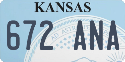 KS license plate 672ANA