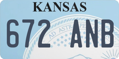 KS license plate 672ANB