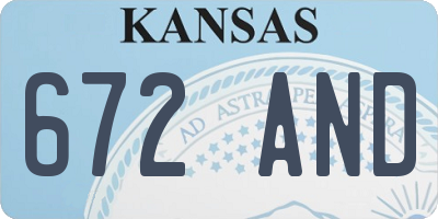 KS license plate 672AND