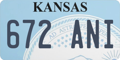 KS license plate 672ANI