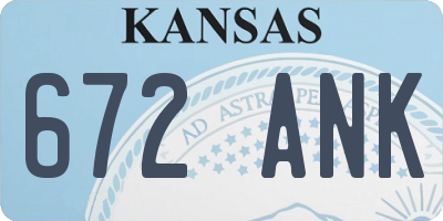 KS license plate 672ANK