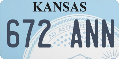 KS license plate 672ANN