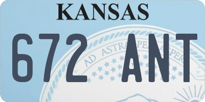 KS license plate 672ANT