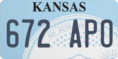 KS license plate 672APO
