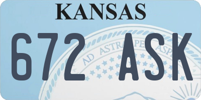 KS license plate 672ASK