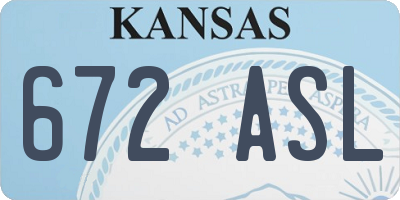 KS license plate 672ASL