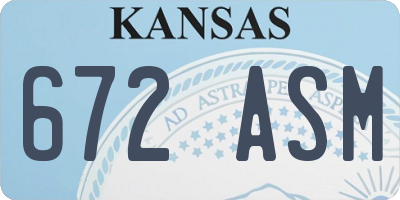 KS license plate 672ASM