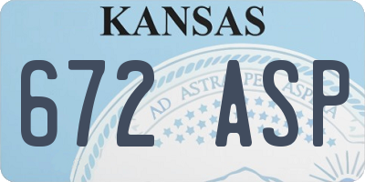 KS license plate 672ASP
