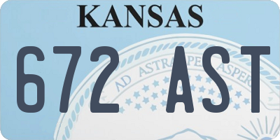 KS license plate 672AST