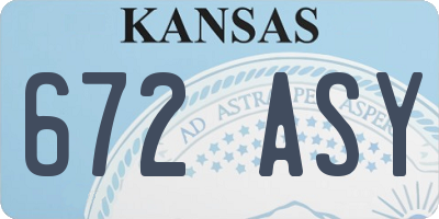 KS license plate 672ASY