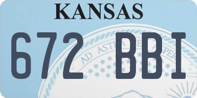 KS license plate 672BBI