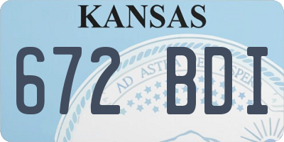 KS license plate 672BDI
