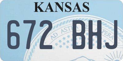 KS license plate 672BHJ
