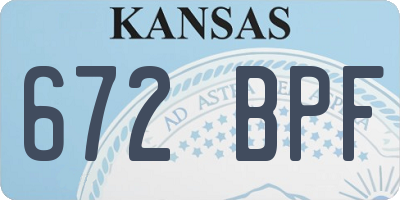 KS license plate 672BPF