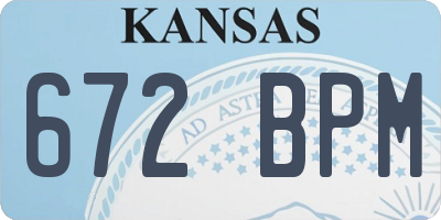 KS license plate 672BPM