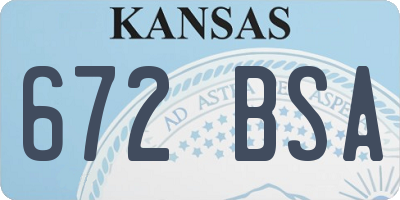 KS license plate 672BSA