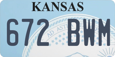 KS license plate 672BWM