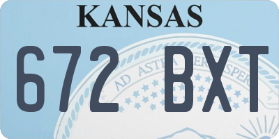 KS license plate 672BXT