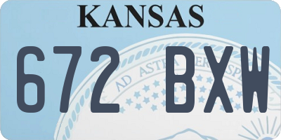 KS license plate 672BXW
